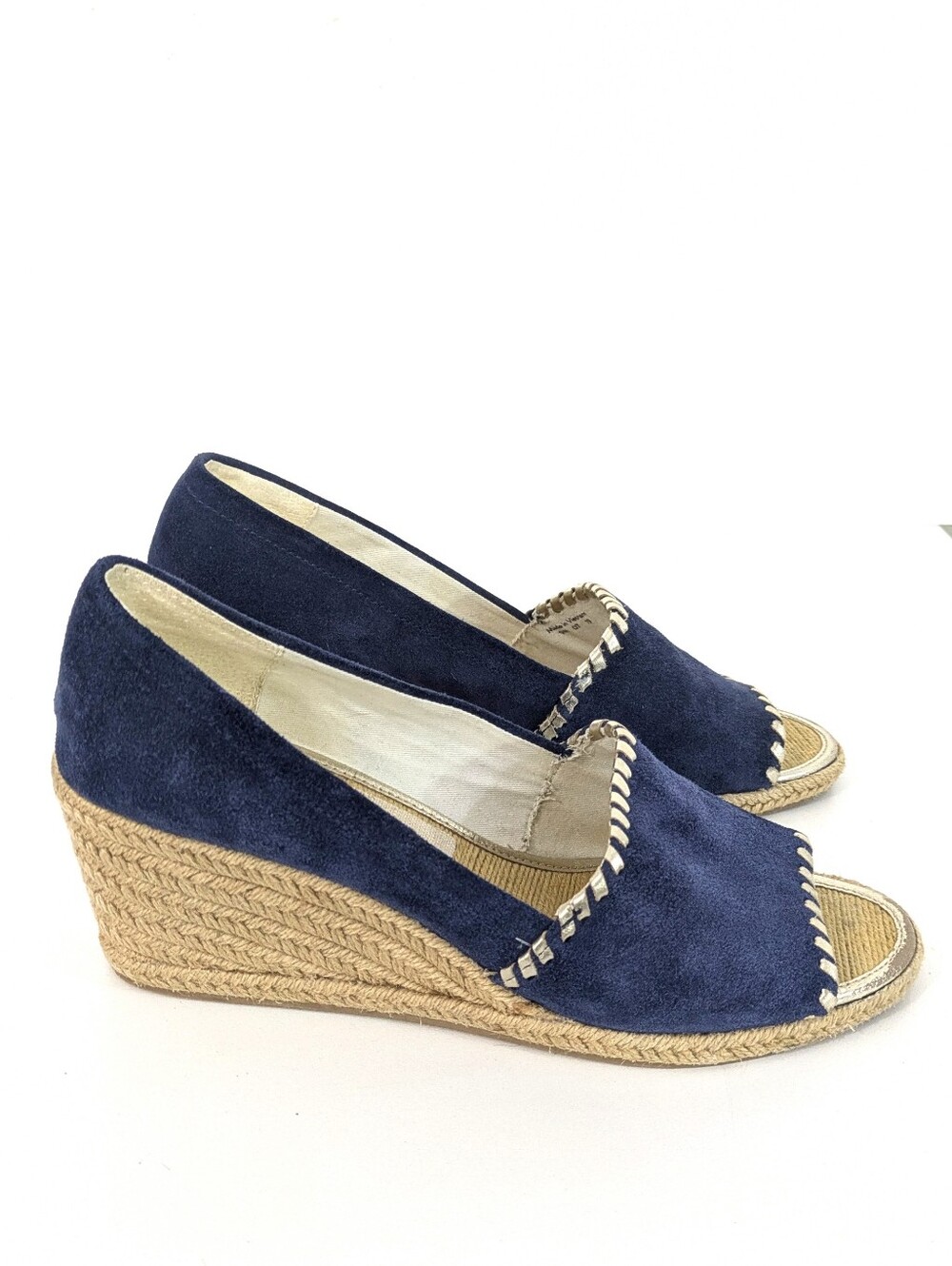 Jack Rogers Palmer Blue Suede Espadrille Wedge Heels - Size 9 Womens